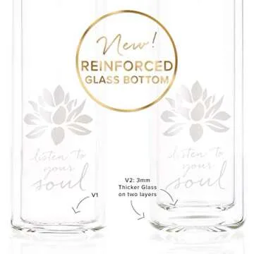 Sacred Lotus Love Double-Walled Glass Tea Tumbler with Infuser and Strainer 15oz - Perfect for Loose Leaf Tea, Cold or Hot Water Bottle, Fruit Drinks - Comes with Travel Sleeve and Cozy