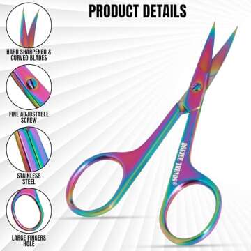 Nail Scissors Toenail Eyebrow Mustache Facial Nose Ear Hair Grooming Multipurpose Small Beauty Scissors Curved and Sharp Blades Multi Titanium Color (Nail Scissors)
