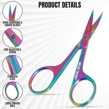 Nail Scissors Toenail Eyebrow Mustache Facial Nose Ear Hair Grooming Multipurpose Small Beauty Scissors Curved and Sharp Blades Multi Titanium Color (Nail Scissors)