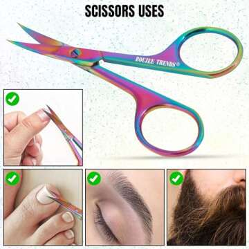 Nail Scissors Toenail Eyebrow Mustache Facial Nose Ear Hair Grooming Multipurpose Small Beauty Scissors Curved and Sharp Blades Multi Titanium Color (Nail Scissors)