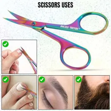 Nail Scissors Toenail Eyebrow Mustache Facial Nose Ear Hair Grooming Multipurpose Small Beauty Scissors Curved and Sharp Blades Multi Titanium Color (Nail Scissors)