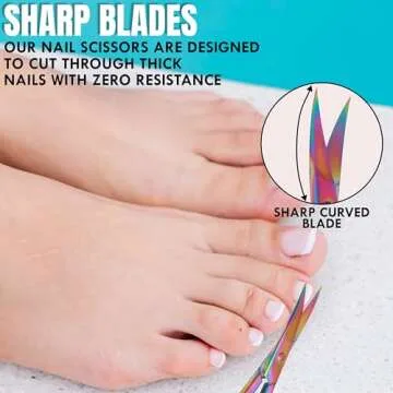 Nail Scissors Toenail Eyebrow Mustache Facial Nose Ear Hair Grooming Multipurpose Small Beauty Scissors Curved and Sharp Blades Multi Titanium Color (Nail Scissors)