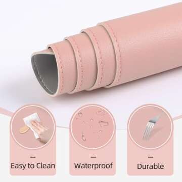 TOHONFOO Makeup Mat for Vanity to Protect Vanity Desk Top, Dual-Sided Vanity Mat, Easy to Clean Vanity Desk Mat - Vanity Makeup Pads Waterproof and Oilproof, 31.5 x 15.7 in (Pink and Silver)