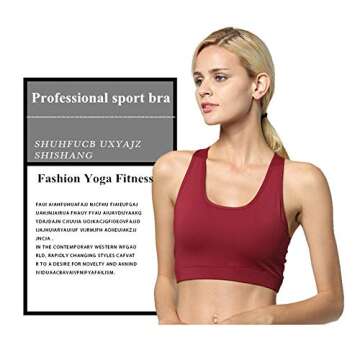 Women High Impact Sports Bra Phone Pocket Running Bra Seamless Wirefree Workout Top Vest Activewear (Wine red, S)