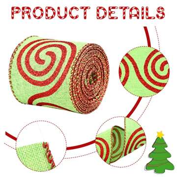 Xinnun 18 Yard Christmas Wired Ribbon for Holiday Crafts