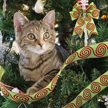 Xinnun 18 Yard Christmas Wired Ribbon for Holiday Crafts