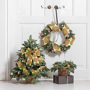 Xinnun 18 Yard Christmas Wired Ribbon for Holiday Crafts