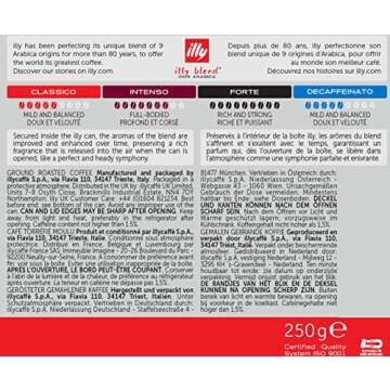 illy Caffe Ground Coffee Medium Grind Medium Roast 8.8 Oz. for Drip Coffeemakers & French Presses