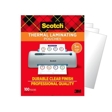 Scotch Thermal Laminating Pouches - 100 Count, Clear, 5 mil, Ideal for Office and School Supplies