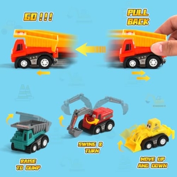 Fajiabao Mini Construction Toy Cars 9-Pack for Toddlers