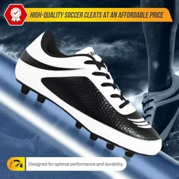 Vizari Infinity FG Soccer Cleats | Firm Ground Soccer Cleats for Outdoor Surfaces and Fields | Lightweight and Easy to wear Youth Soccer Cleats| White/Black | Little Kid