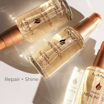 L'ANZA Keratin Healing Hair Oil Treatment, Keratin Hair Treatment, Hair Oil For Damaged Hair, Revives & Nourishes, Sulfate Free Healing Oil for Hair with Phyto IV Complex, Cruelty Free Hair Care