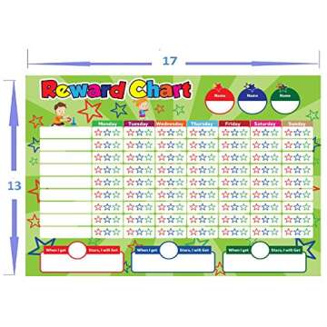 Magnetic Behavior/Star/Reward Chore Chart, One or Multiple Kids, Toddlers, Teens 17" x 13", Premium Dry Erase Surface, Flexible Chart with Full Magnet Backing for Fridge, Teaches Responsibility!