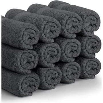 Utopia Towels [12 Pack Premium Wash Cloths Set (12 x 12 Inches) 100% Cotton Ring Spun, Highly Absorbent and Soft Feel Essential Washcloths for Bathroom, Spa, Gym, and Face Towel (Grey)