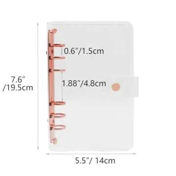 Clear A6 Binder Cover Rose Gold 6 Rings Budget Binders Loose Leaf Folders Refillable Soft Notebook Shell Protector Binding Accessories Supplies (Rose Gold A6 Binder)