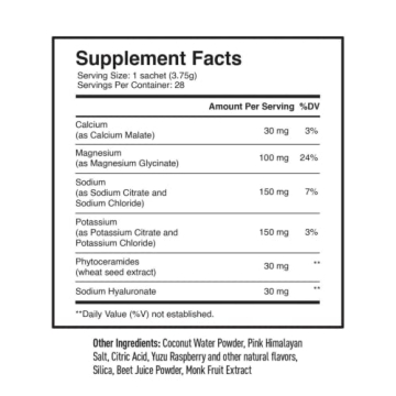 PIQUE BT Fountain Beauty Electrolyte Powder - Hydration Powder Packets with Hyaluronic Acid, Ceramides, Magnesium for Hydrated, Elastic Skin - No Added Sugar - 28 Single Serve Sticks (Pack of 1)