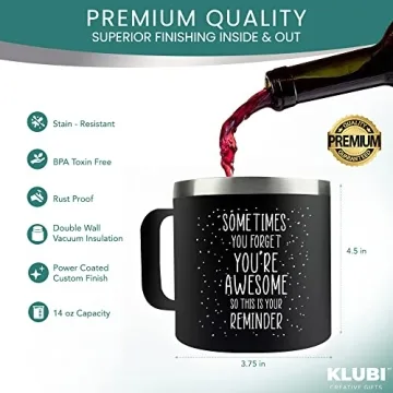 KLUBI Inspirational Gifts for Men - Sometimes You Forget You’re Awesome Mug 14oz Mugs for Men Christmas Gifts For Men Coffee Lovers Birthday Gift Ideas Travel Cup Dad Gifts for Birthday Awesome Mug