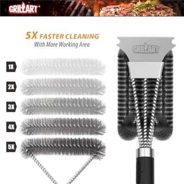 GRILLART Deluxe Grill Brush & Scraper for Easy Cleaning