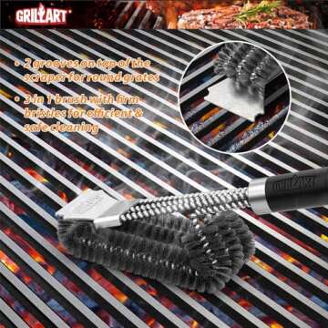 GRILLART Deluxe Grill Brush & Scraper for Easy Cleaning