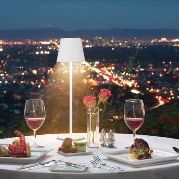 Aipsun 2 Pack White Cordless Table Lamp 6200mAh Battery Powered Table Lamp 3 Color Temperatures Step...