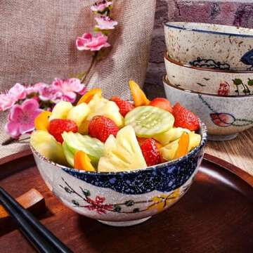 Whitenesser Japanese Ceramic Rice Bowls Set - 4 Pack