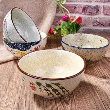 Whitenesser Japanese Ceramic Rice Bowls Set - 4 Pack