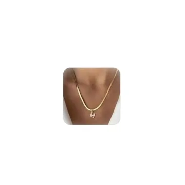 Gold Initial Necklaces For Women Trendy,Dainty 18k Gold Plated Charm Choker Necklace For Women Herri...