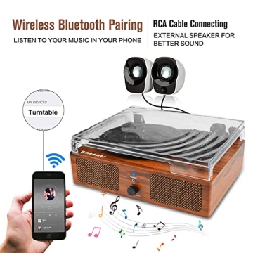 Wireless Vinyl Record Player with Speakers & USB