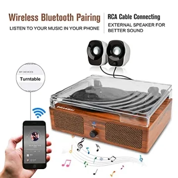 Wireless Vinyl Record Player with Speakers & USB