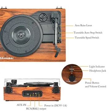 Wireless Vinyl Record Player with Speakers & USB