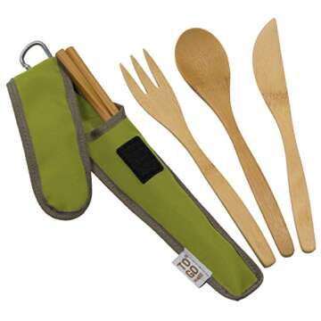 Bamboo Travel Utensils - To-Go Ware Utensil Set with Carrying Case (Avocado)