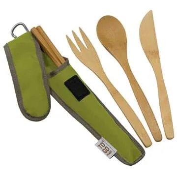 Bamboo Travel Utensils - To-Go Ware Utensil Set with Carrying Case (Avocado)