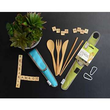 Bamboo Travel Utensils - To-Go Ware Utensil Set with Carrying Case (Avocado)