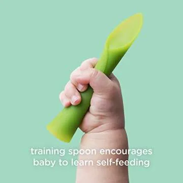 Olababy Baby and Children's Spoon (Training, Set of 2) - Flexible Learning Spoon for Complementary Foods Introduction | Soft, Flexible Silicone BPA-Free
