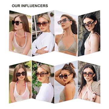 SOJOS Trendy Square Oversized Sunglasses Womens Big Rimless UV400 Ladies Shades SJ1160, Brown Gradie...