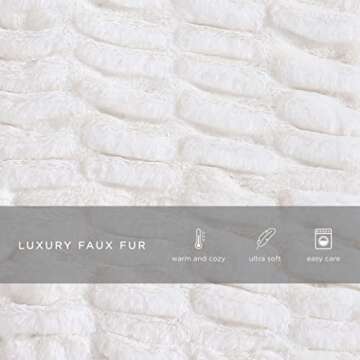 Casual Chic Lapin Ultra Fine Faux Fur Throw Blanket - Luxurious, Chic, Soft and Cozy 400 GSM Microfiber Blanket for Couch and Bed - 50” x 60” (Ivory)