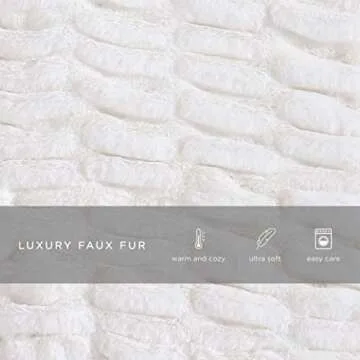Casual Chic Lapin Ultra Fine Faux Fur Throw Blanket - Luxurious, Chic, Soft and Cozy 400 GSM Microfiber Blanket for Couch and Bed - 50” x 60” (Ivory)