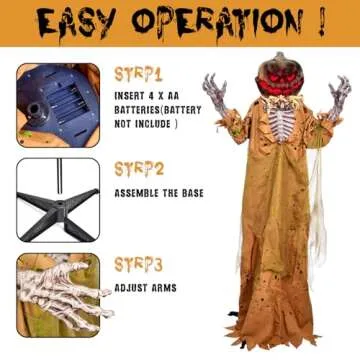 5.9 FT Halloween Animated Pumpkin for Spooky Decor