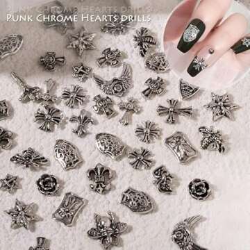 100 Pcs Cross Nail Art Charm Decoration 3D Silver Metal Charms for DIY Designs