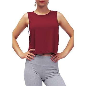 Mippo Cropped Workout Tops for Women Gym Tank Athletic Shirts Mesh Tank Tops Muscle Tees Cute Summer...