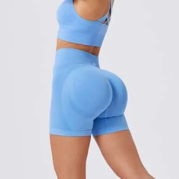 Evercute Women's Gym Shorts 3/4 Pack Seamless Scrunch Butt Lifting Workout Shorts Tummy Control Ruched Booty Smile Yoga Short