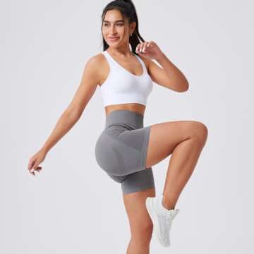 Evercute Women's Gym Shorts 3/4 Pack Seamless Scrunch Butt Lifting Workout Shorts Tummy Control Ruched Booty Smile Yoga Short