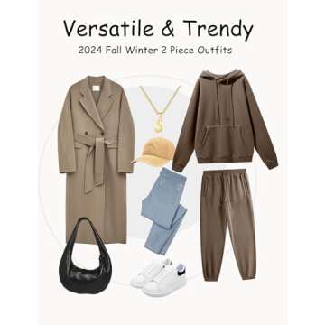 Flygo Womens Fleece 2 Piece Outfits Lounge Hoodie Sweatsuits Sets Oversized Sweatshirt Baggy Sweatpants Set W/Pockets(Coffee-M)