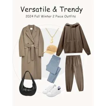 Flygo Womens Fleece 2 Piece Outfits Lounge Hoodie Sweatsuits Sets Oversized Sweatshirt Baggy Sweatpants Set W/Pockets(Coffee-M)