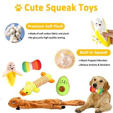 Aipper Dog Puppy Toys, Puppy Chew Toys for Fun and Teeth Cleaning, Plush Squeaky Toys, Dog Treat Dispenser Ball, Tug of War Toys, Puppy Teething Toys, Dog Rope Toys for Medium to Small Dogs