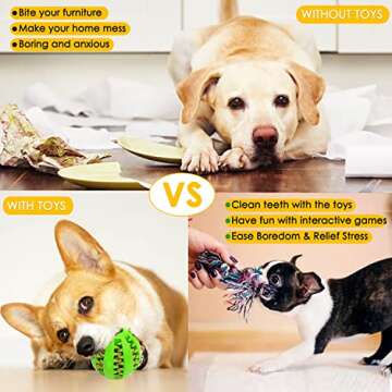 Aipper Dog Puppy Toys, Puppy Chew Toys for Fun and Teeth Cleaning, Plush Squeaky Toys, Dog Treat Dispenser Ball, Tug of War Toys, Puppy Teething Toys, Dog Rope Toys for Medium to Small Dogs