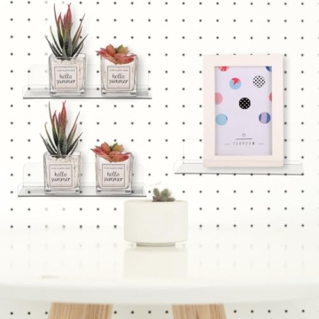 4 Set Clear Acrylic Pegboard Shelves with Metal Hooks