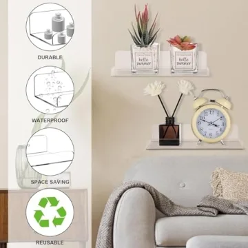 4 Set Clear Acrylic Pegboard Shelves with Metal Hooks