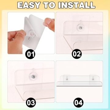 4 Set Clear Acrylic Pegboard Shelves with Metal Hooks