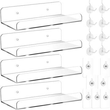 4 Set Clear Acrylic Pegboard Shelves with Metal Hooks